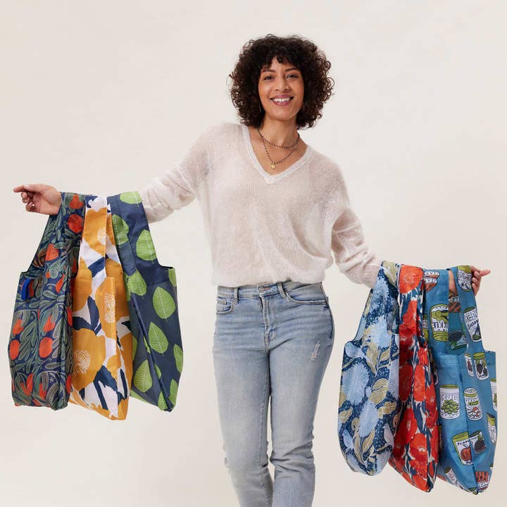 rockflowerpaper - Wholesale Grocery/Shopping Bag - POPPIES blu Bag Reusable Shopper Tote