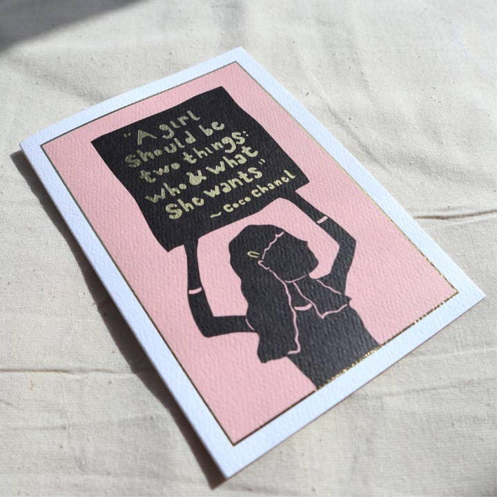 Coco Chanel gold foiled card for wholesale by Gemma Barnett