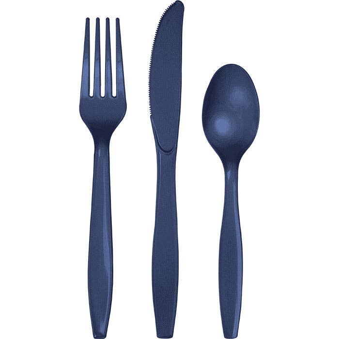 Bulk Navy Assorted Plastic Cutlery (12 Pkgs per Case) for wholesale by Bulk Party Decor