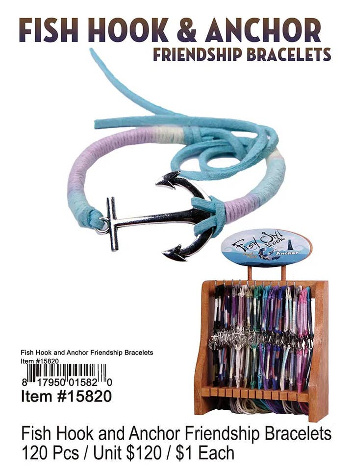 Fish Hook and Anchor Friendship Bracelets . for wholesale by Puka Creations
