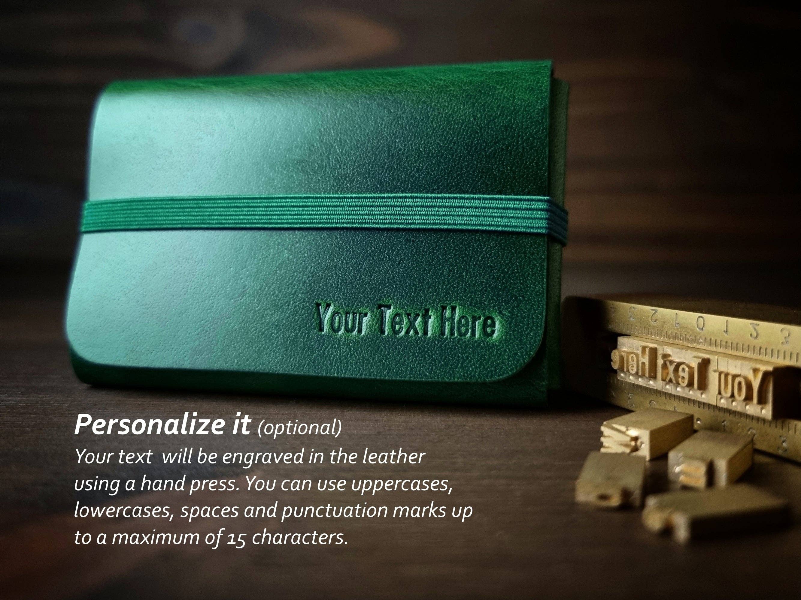 Singular Leather - Vendita all'ingrosso Portafoglio - Unisex - Portafoglio in Pelle Verde Alpino - Minimalista e Personalizzabile1