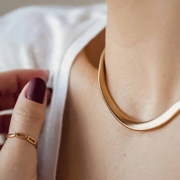 HoopLa - Wholesale Link & Chain Necklace - Snake Wheat Stainless Steel Waterproof Necklace2