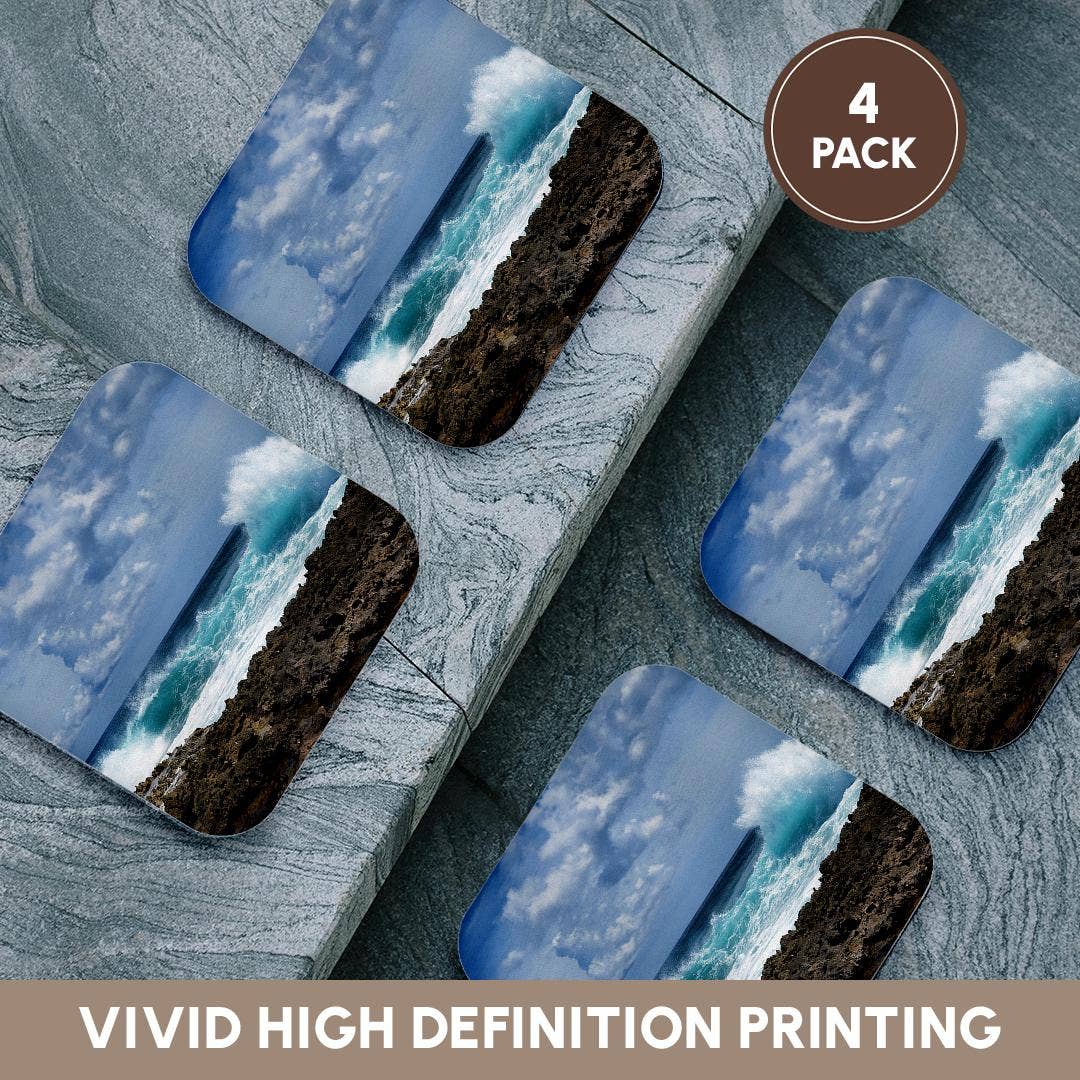 3dRose - Vente Sous-verre - 3dRose, Photo de vagues s'écrasant sur le rivage de la côte d'Aruba. , Dessous de verre12