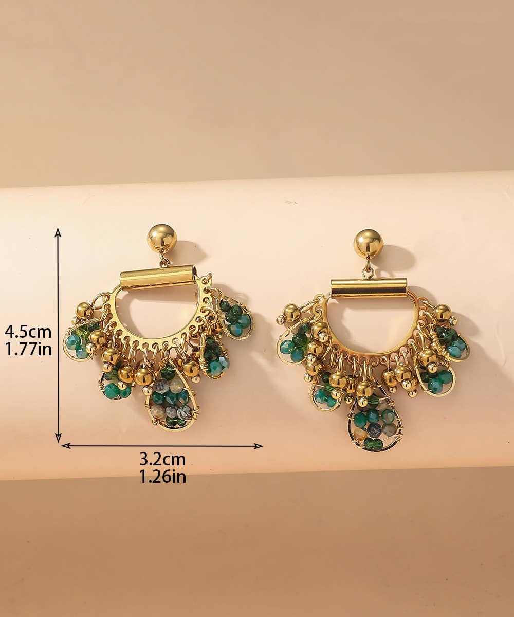 Blossom bijoux - Wholesale Dangle Earrings - BO Nail Stainless Steel Crystal Beads 25BOA0017