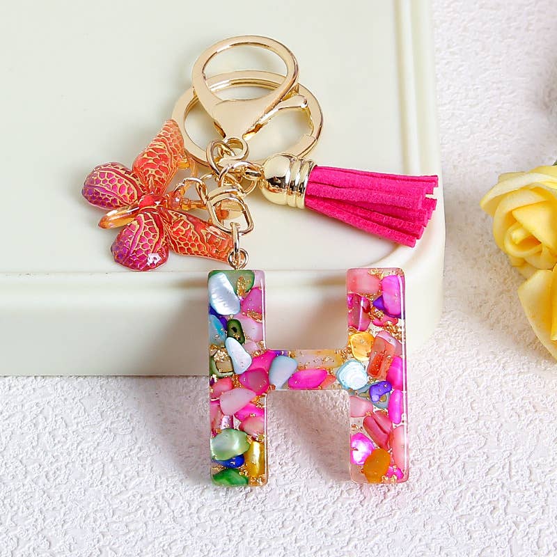 MKS America - Wholesale Keychain - Women's - Glitter Butterfly 26 English Letter Tassel Resin Keychain7