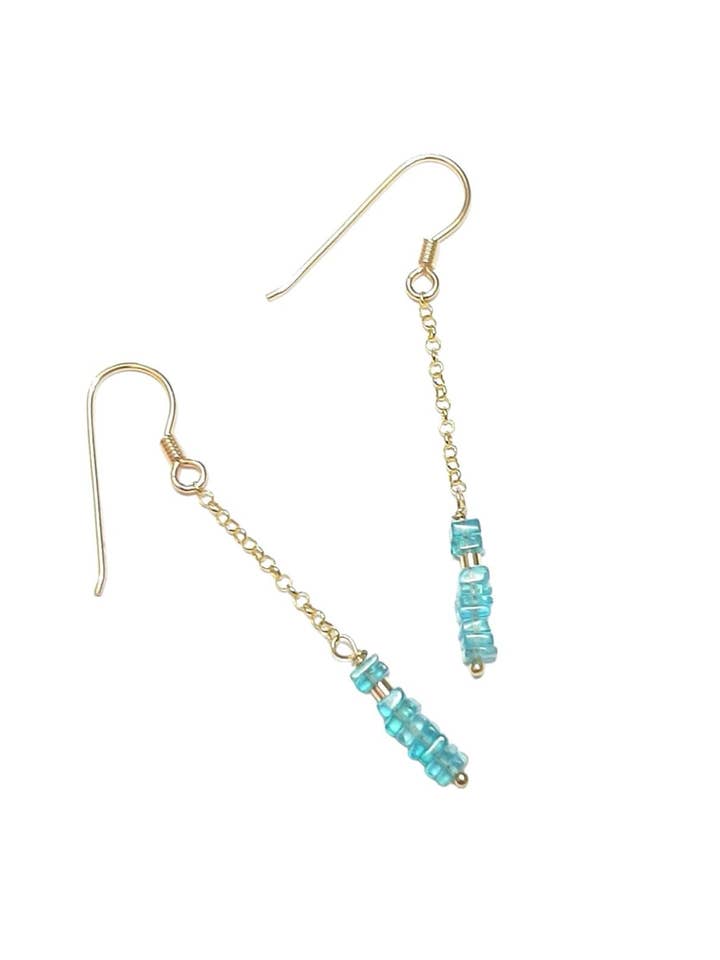 925 Gilded Silver Blue Apatite Earrings for wholesale by Andréa Chereau