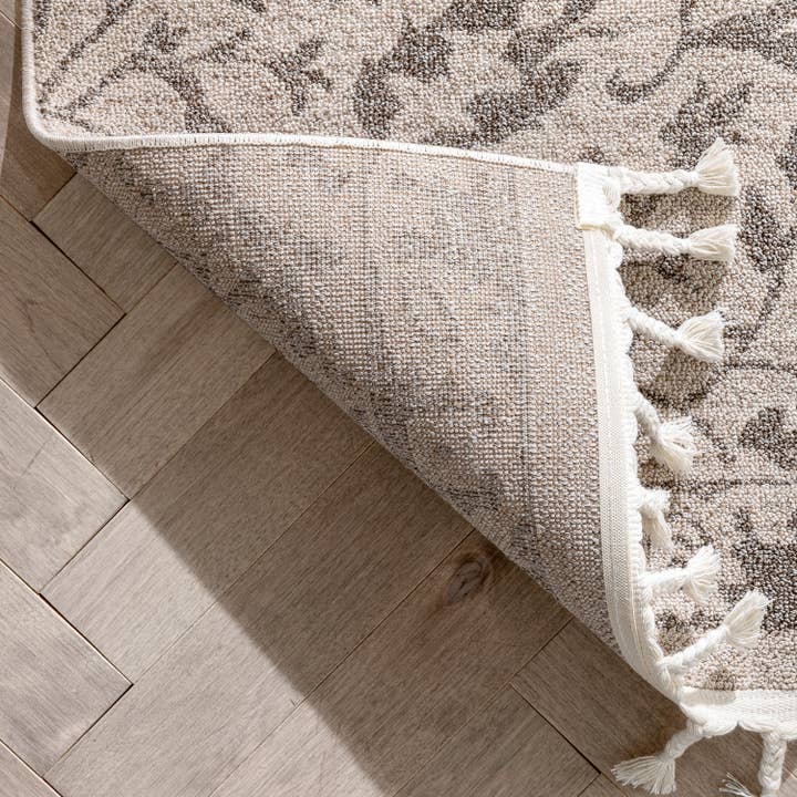 Well Woven – wholesale Area rug – Mara Medallion Botanical Pattern Brown Beige Kilim-Style Rug