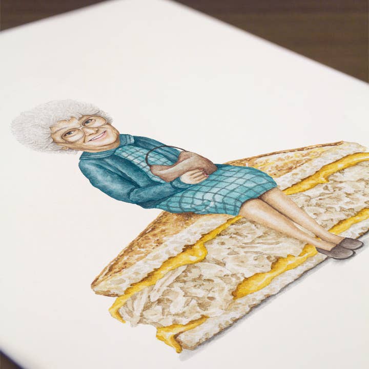 Celebs on Sandwiches – Impressão artística por atacado – Estelle Getty - Golden Girls - Impressão em aguarela2