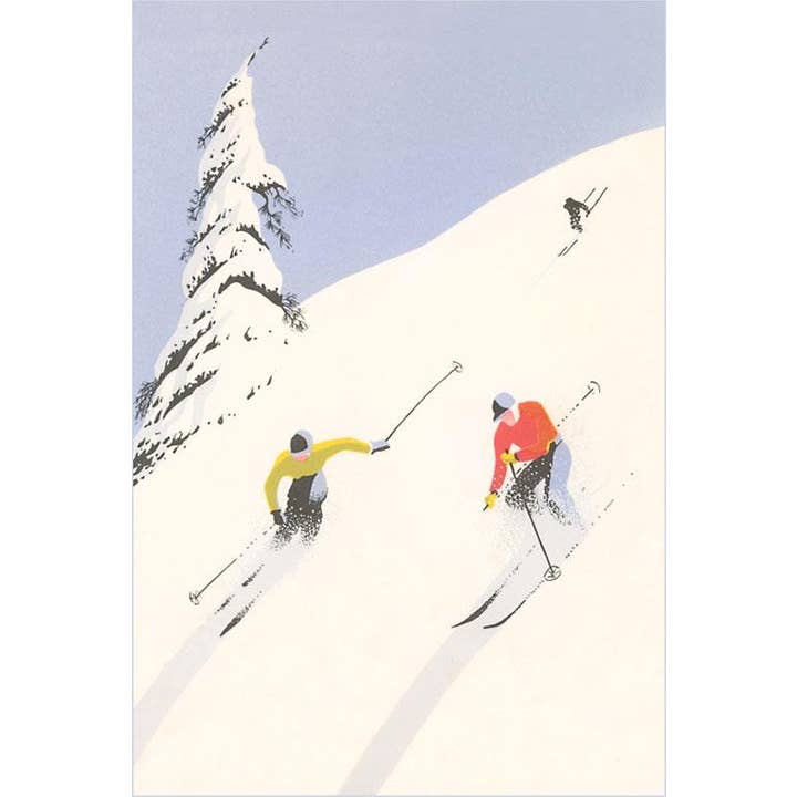 Magnet WS-146 Downhill Skiers in Powder for wholesale by Found Image Press