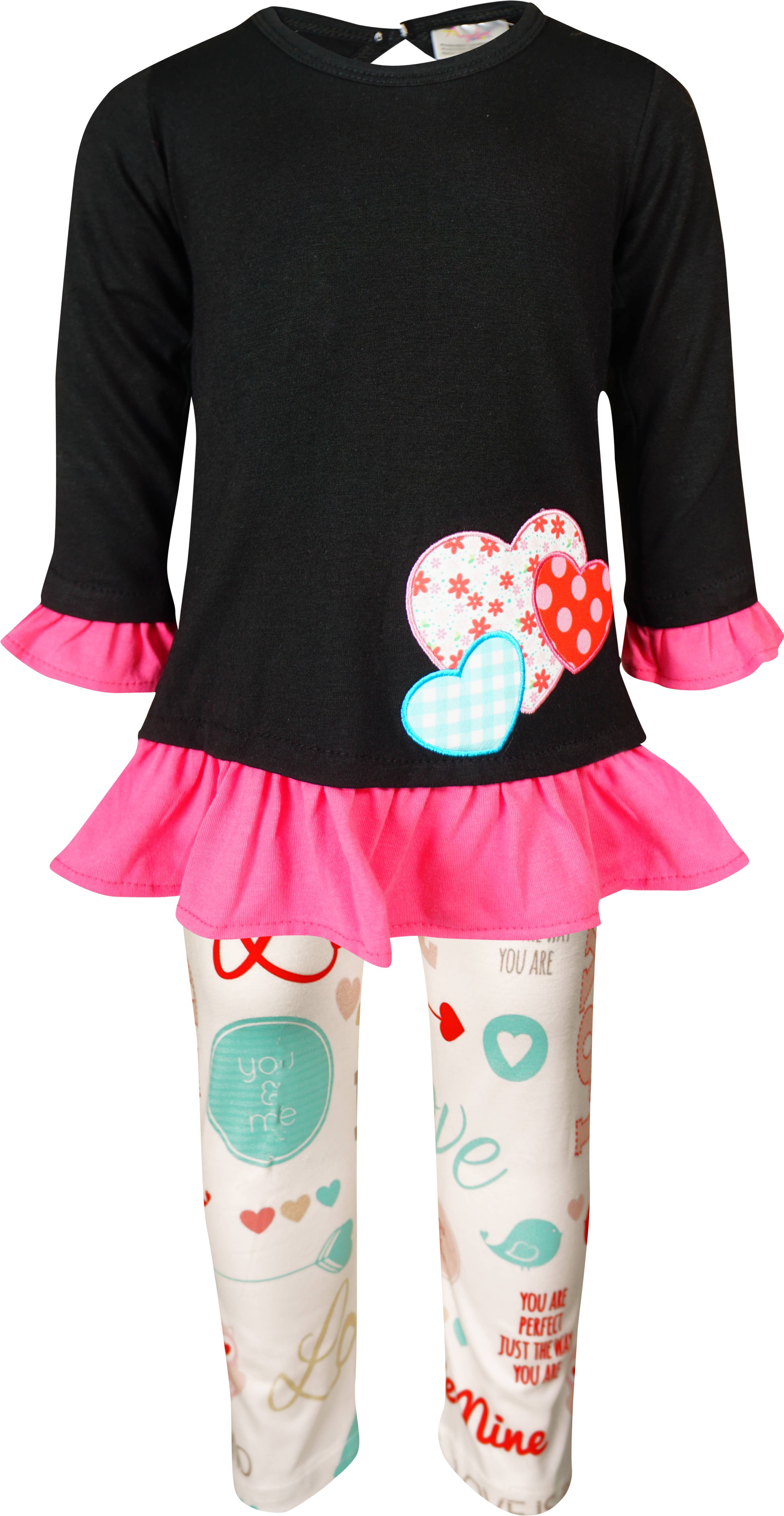 Amor Babee – wholesale Top & leggings set – Kids – SALE Baby Girl Valentines Be Mine Heart Scarf Outfit1