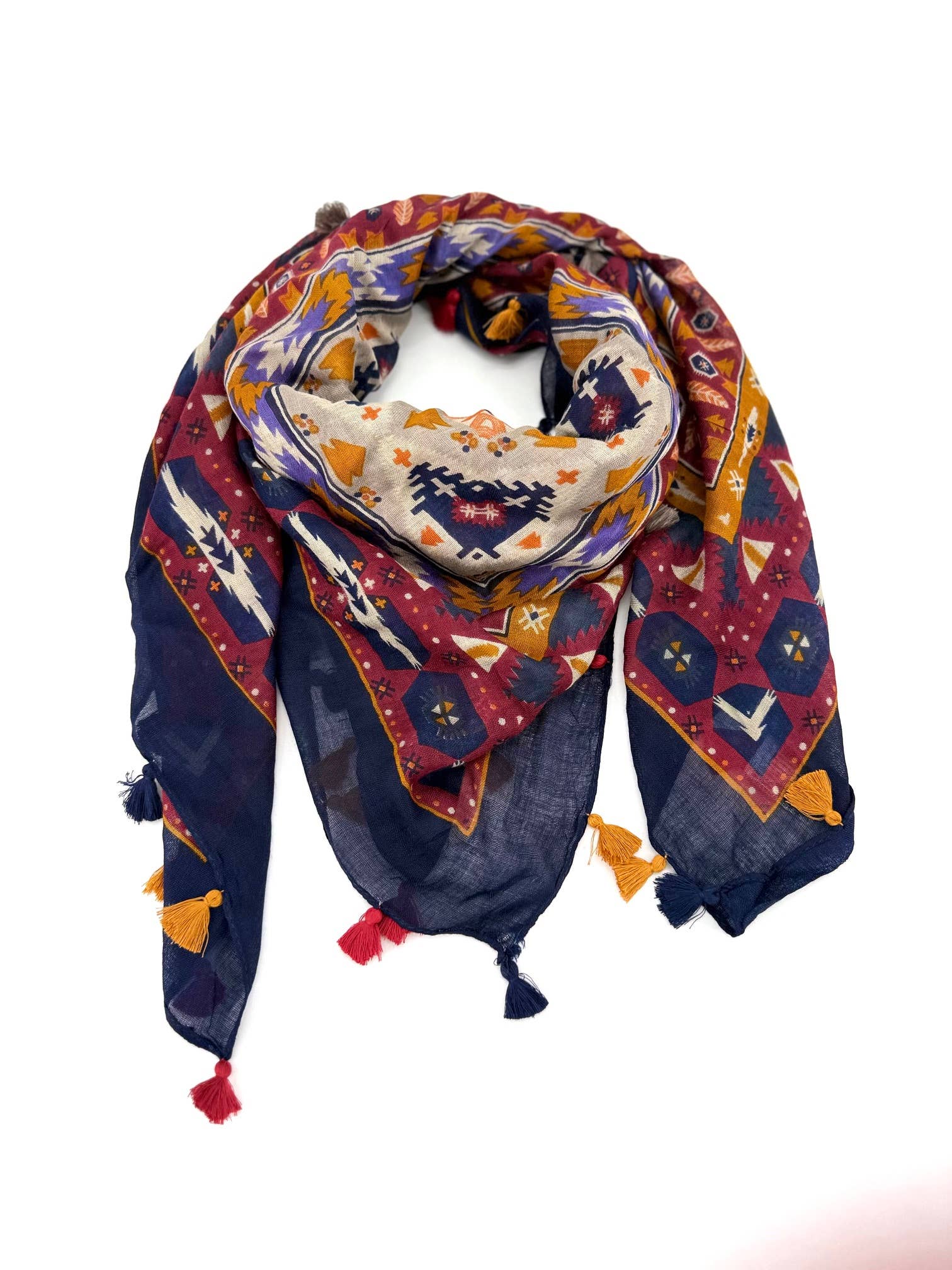 Blue Women's square scarf 100% viscose for wholesale on Faire2