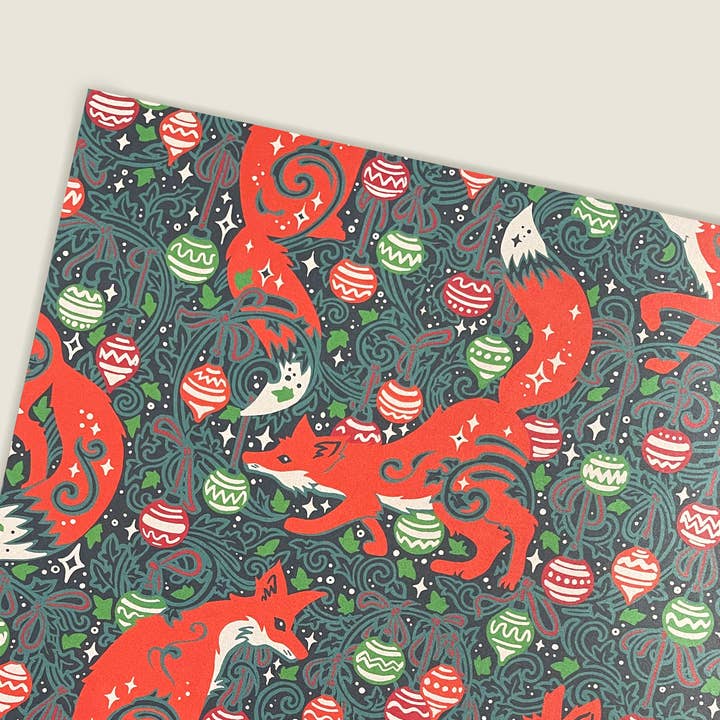 Woodland Fox Christmas Gift Wrap Sheet for wholesale by flight & fancy