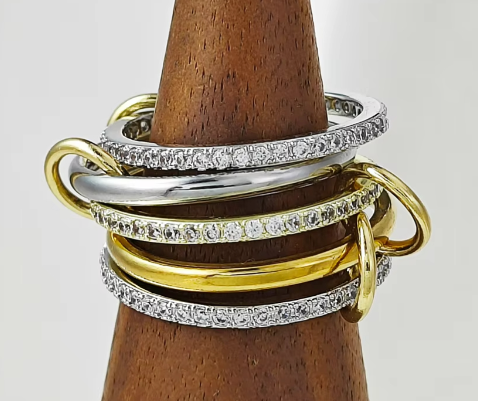 HoopLa - Vendita all'ingrosso Anello midi/a fascia - Nuovo Anello Eternity Multi Banda -fasce impilabili- ACCIAIO-dimensionato1