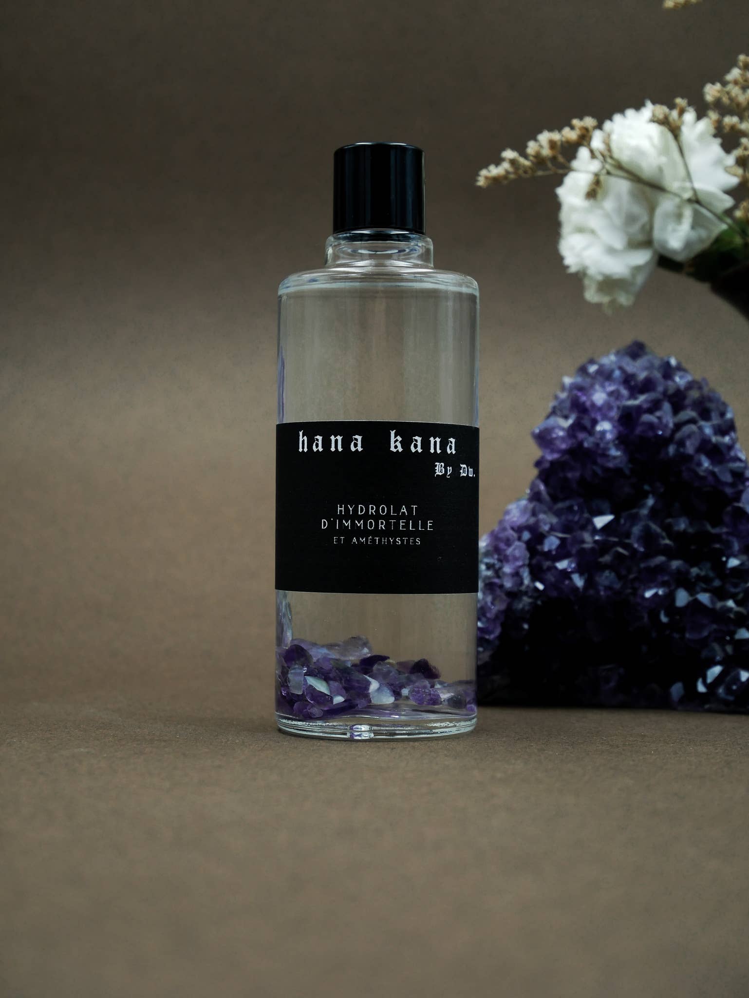 Hana Kana – Großhandel Gesichts- und Körpernebel/Wasser – Immortelle-Hydrolat mit Amethysten2