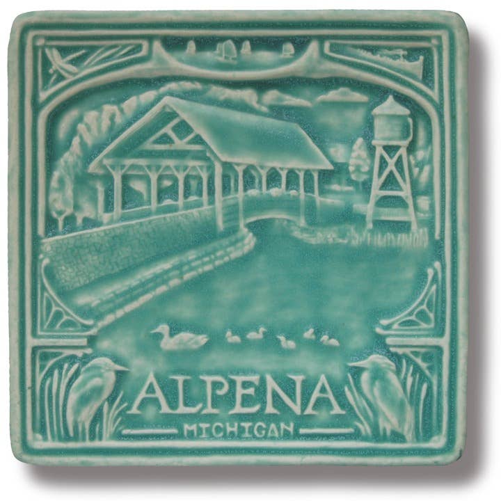 Alpena, Michigan Kunstfliese ⚓️ Geschenk & Rückwandakzent für den Großhandel von Whistling Frog Tile Inc.