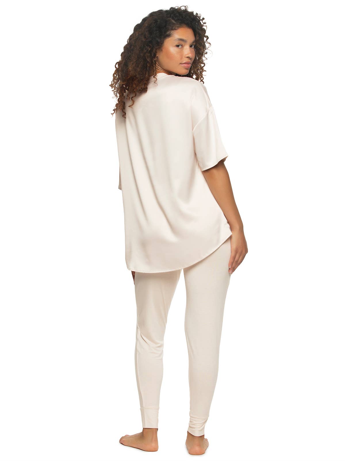 Elysees Satin Tee and Knit Jogger Set - Champagne for wholesale on Faire1