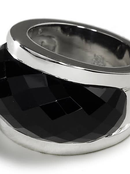 Buet venetiansk facetteret Cocktail Band Sort Onyx for engroshandel hos Sikara & Co.