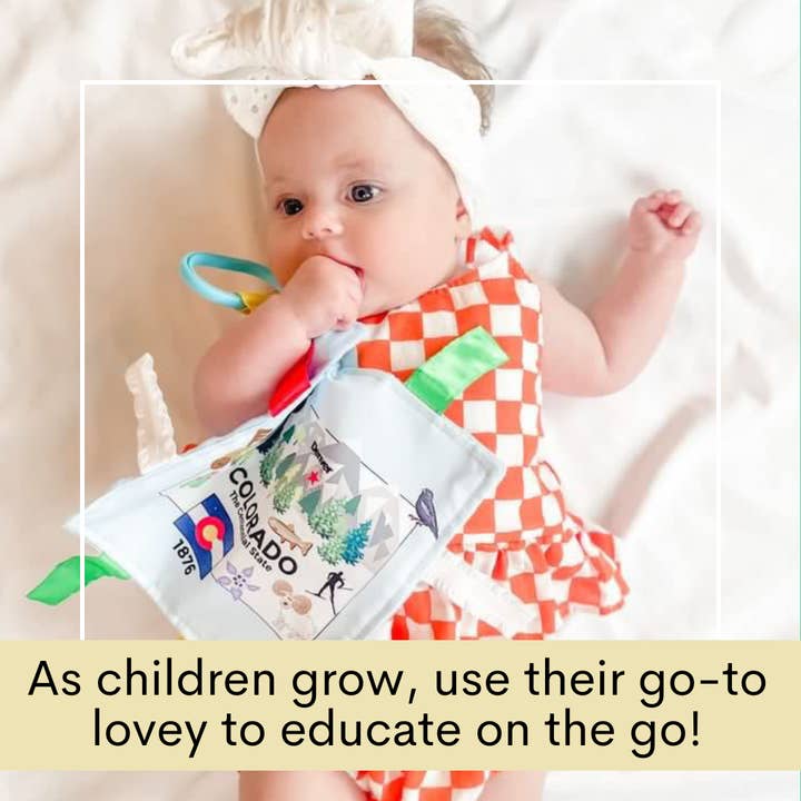 Baby Jack and Company - Wholesale Crinkle Tag Toy - Baby - Colorado Toy Teaches State Facts Crinkle Tag Square 8"x 8"6