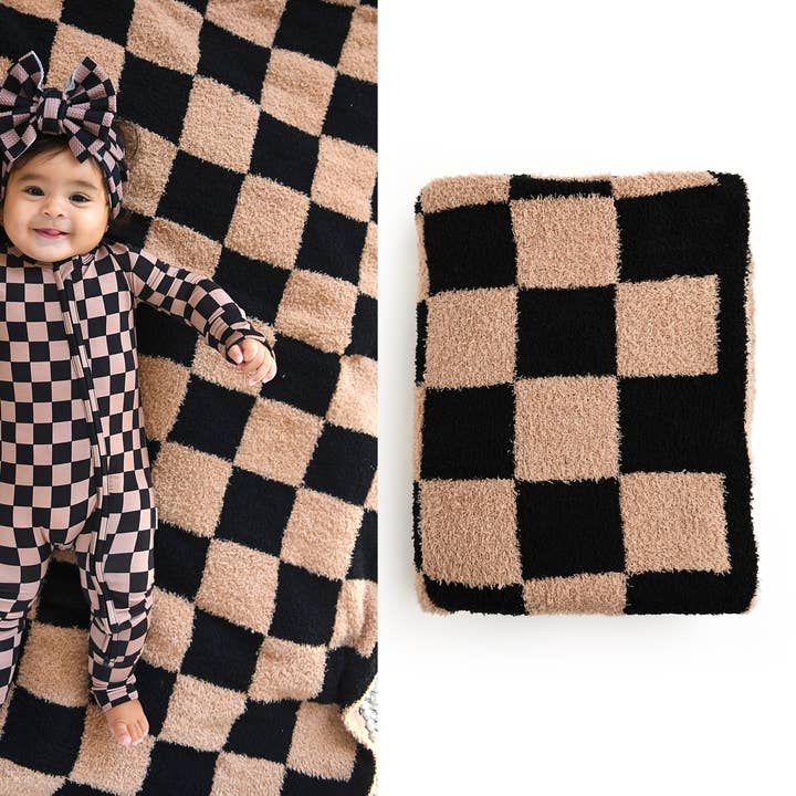 Gigi and Max - Wholesale Bedding Blanket - Kids & Baby - Bentley PLUSH BLANKET Cozy Soft Checks Home Gift