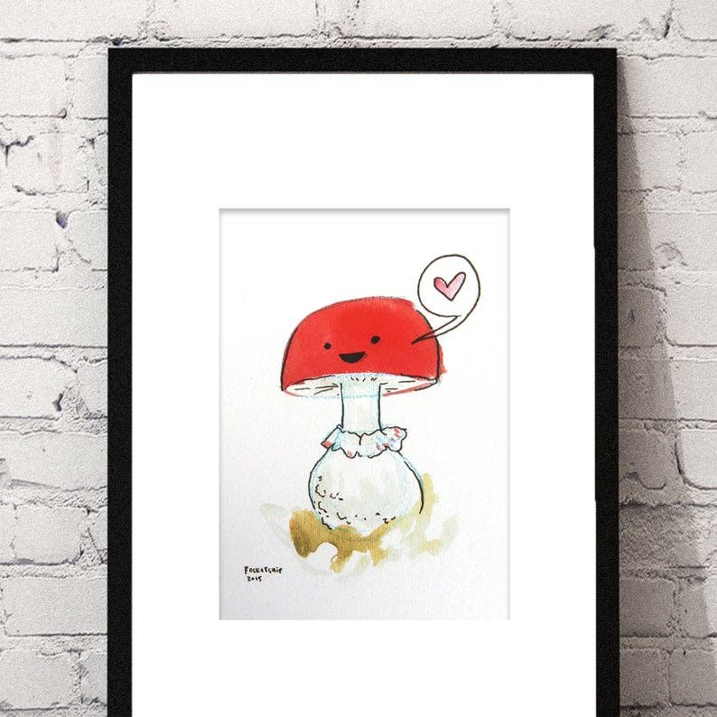 Cat Rocketship - Vente Affiche d'art - Mushroom Love - Impression 5x71