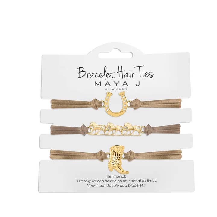 Maya J - Wholesale Jewelry Set - 2-in-1 Bracelet Hair Tie Sets - Western - 10 Pack (By Style)
