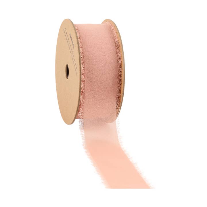 1 1/2" Frayed Edge Chiffon Ribbon | Blush | 10 Yard Roll for wholesale by LA Ribbons Wholesale