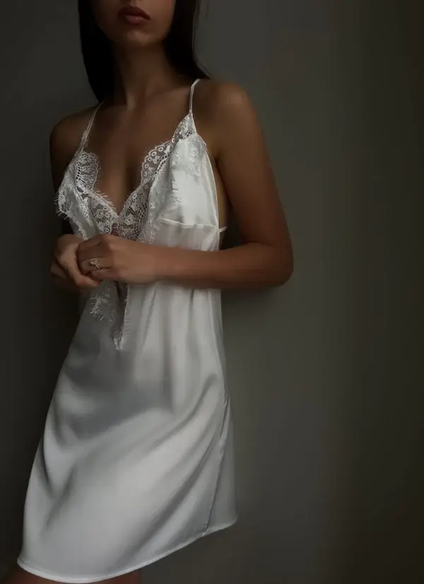 Chère Madam - Vendita all'ingrosso Camicia da notte da donna - Camicia da notte bianca per la notte di nozze4