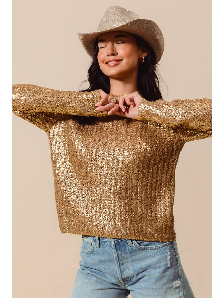 OR Pull métallisé à col rond et haut de Noël en vente sur Faire1