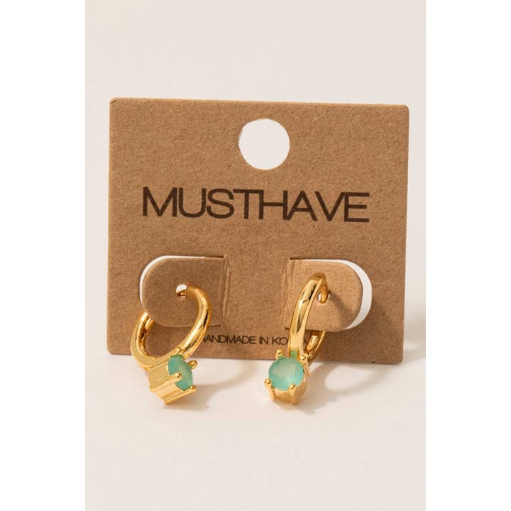 Fame Accessories - Wholesale Hoop Earrings - Gold Dipped Round Cz Gem Hoop Earrings