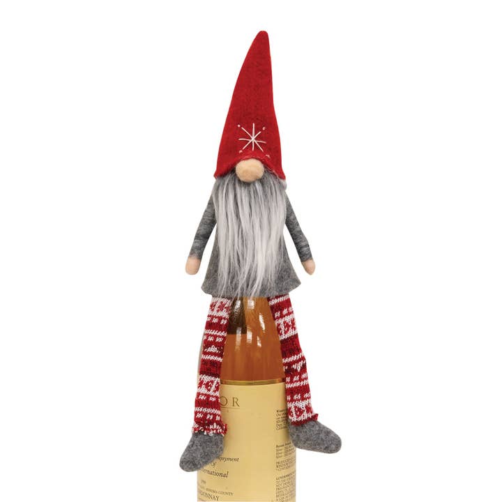 Nordic Gnome Red Felted Bottle Topper for wholesale by Bright Ideas