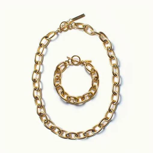 Gold Chain Necklace Bracelet Bold Round Link Paperclip for wholesale by Jewelry Bar