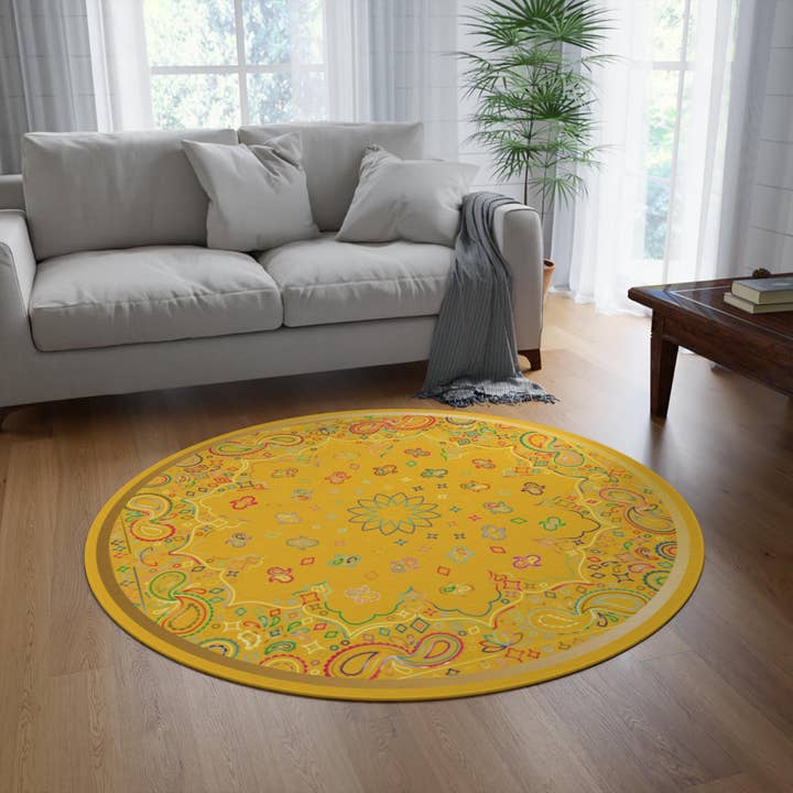 Paisley Bohemian Round Rug for Living Room and Bedroom for wholesale by LadyKCreations1