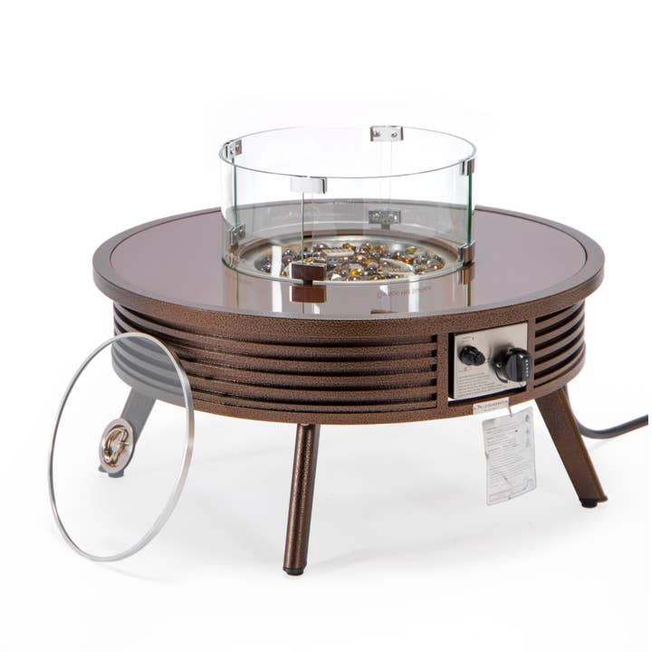 LeisureMod - Wholesale Fire Pit - Walbrooke Aluminum Propane Round Outdoor Fire Pit Table6