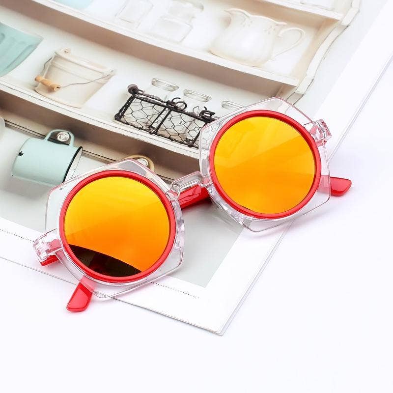 KiddieKickz – wholesale Sunglasses – kids – Children's Sunglasses New transparent frame reflective color1
