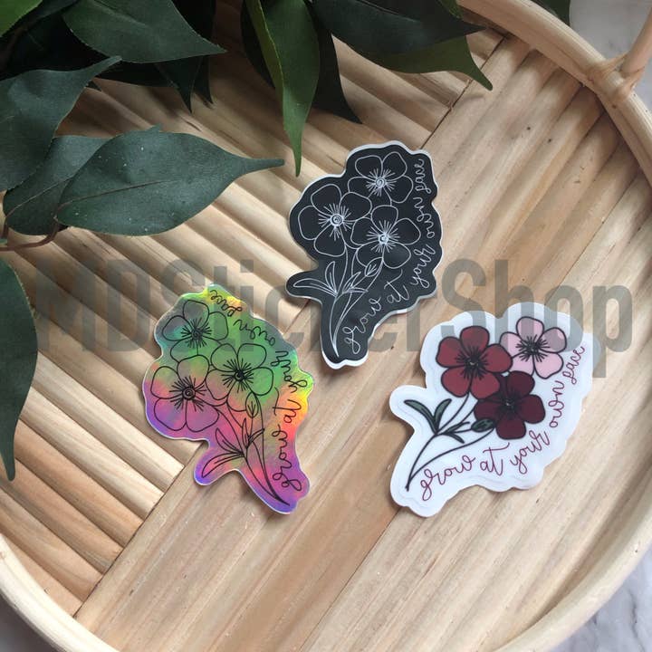 Adesivo in vinile floreale «Grow at per la vendita all'ingrosso da parte di MDStickerShop