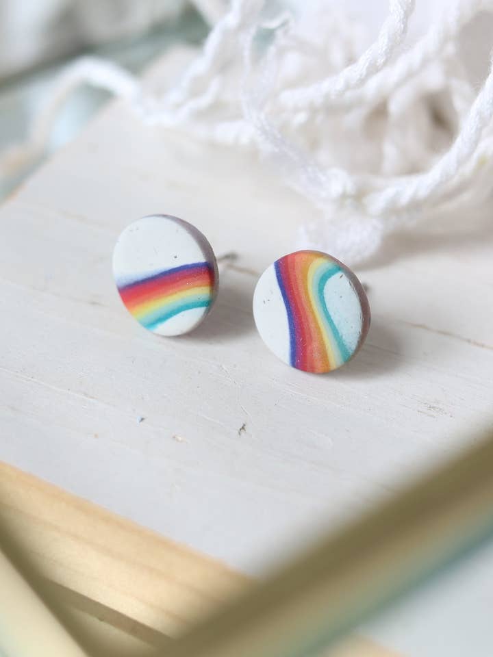 Rainbow Road Polymer Clay Stud Earrings for wholesale by Petal & Posy