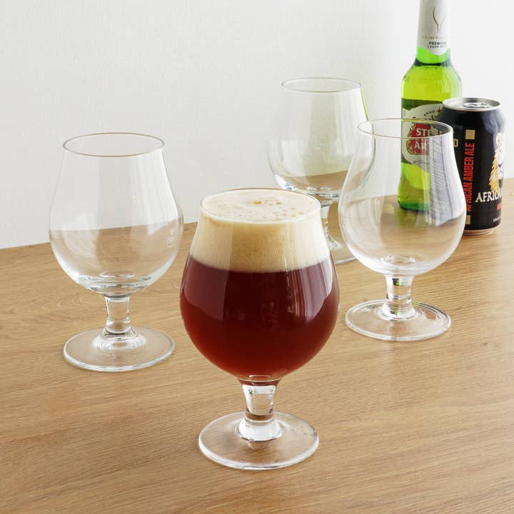 Clear Stemmed Glass Tulip Beer Glasses Set of 4 for wholesale on Faire3