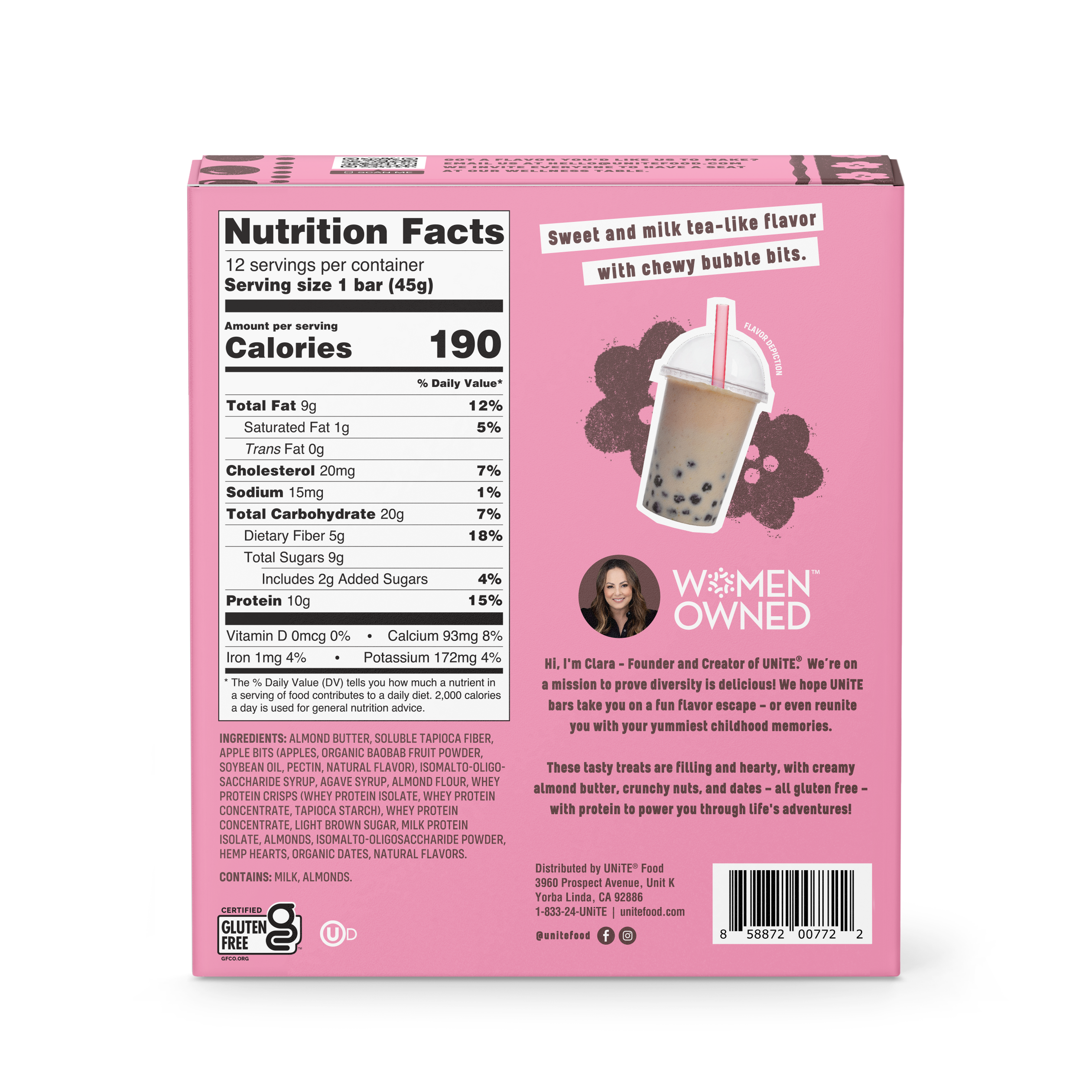 UNiTE Foods - Wholesale Snack Bar - Bubble Tea Flavored Protein Bar (Milk Tea Flavor)4