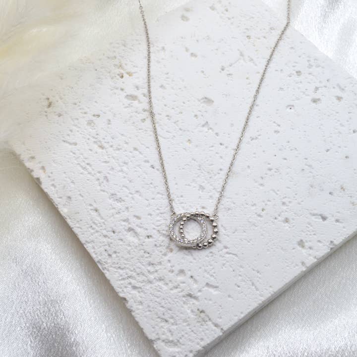 Interlocking Circle Cz Necklace for wholesale by Graceful Jewels co.