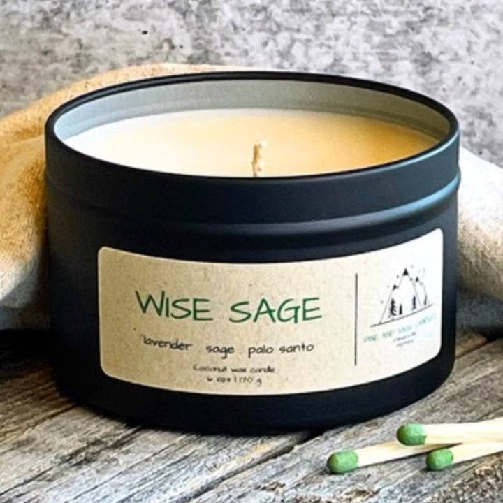 Pine and Sage Candles - Vente Bougies de voyage - Sage Sage - Bougie en boîte noire mate de 170 g5