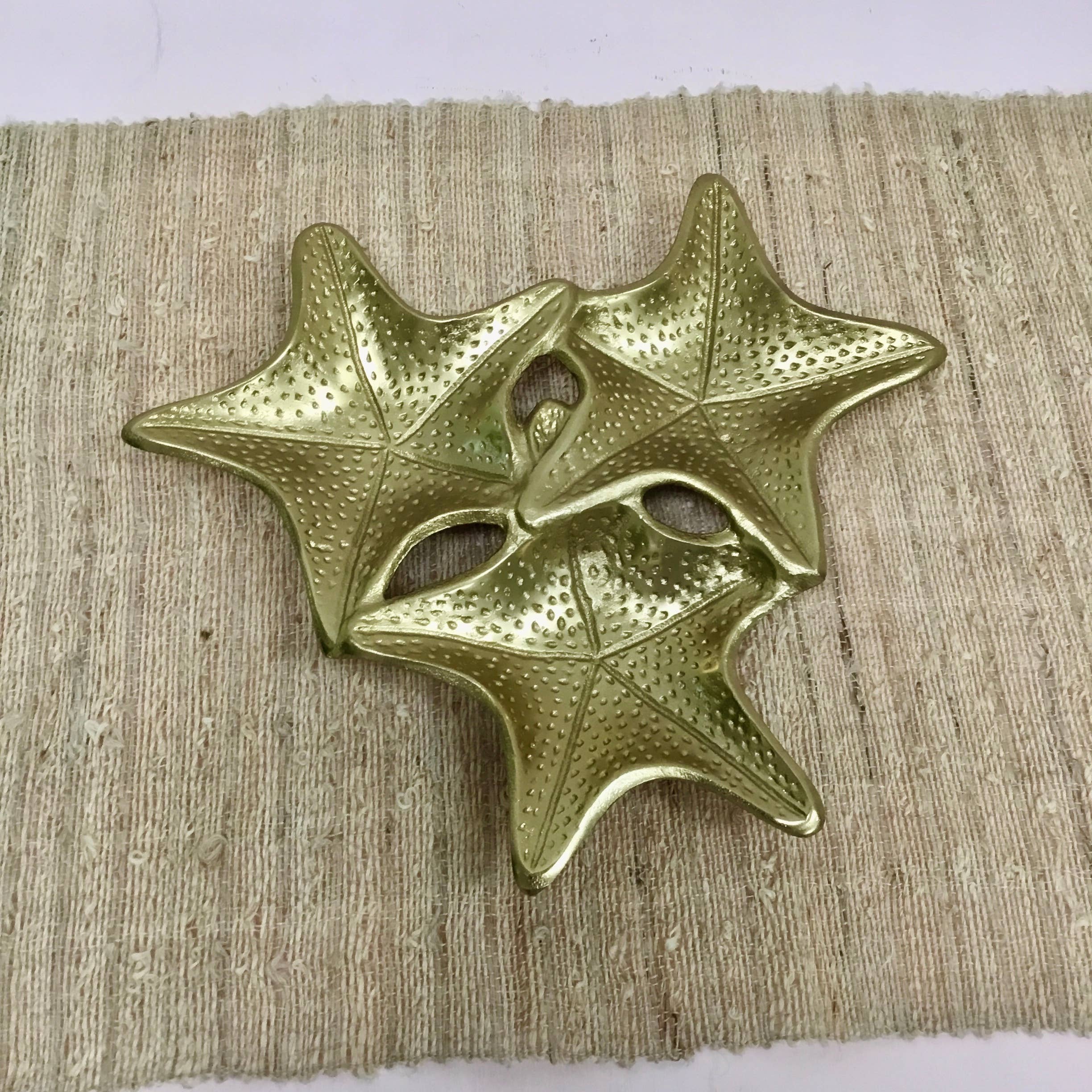 India Handicrafts Inc - Wholesale Decorative Tray - Golden Starfish Tray