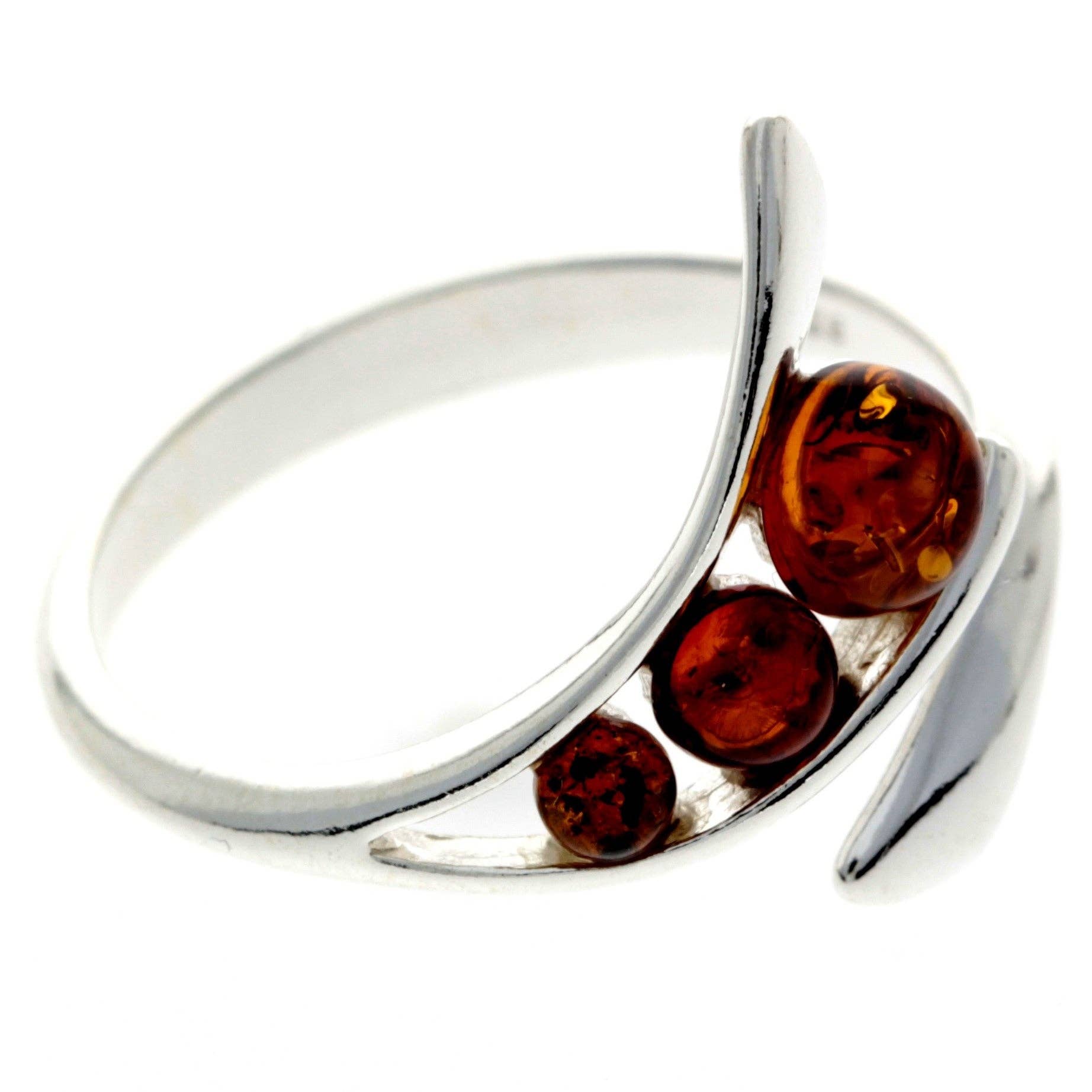 SilverAmber Jewellery - Vendita all'ingrosso Anelli con pietra singola/solitario - Anello regolabile in argento sterling 925 con ambra baltica e tre pietre4