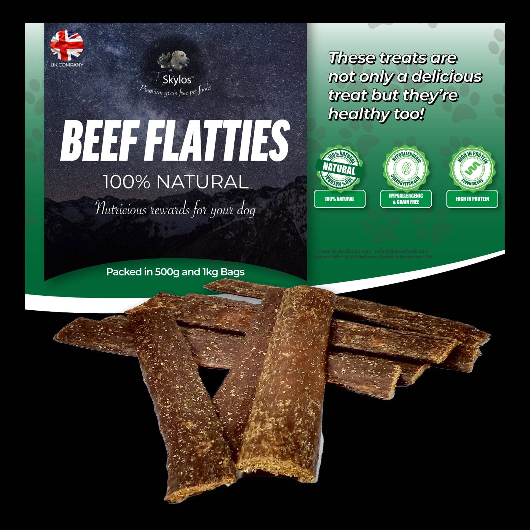 Skylos Foods – wholesale Pet treats – Dog – Beef Flatties1