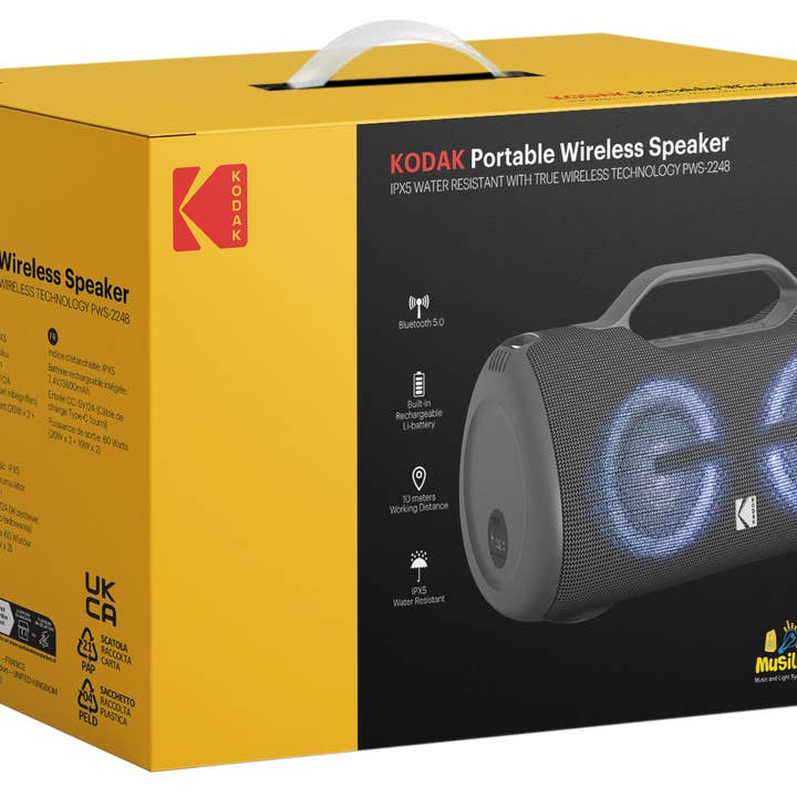GT COMPANY - Wholesale Speakers - KODAK 60W Bluetooth Speaker: Immersive Stereo Sound, Pewter2