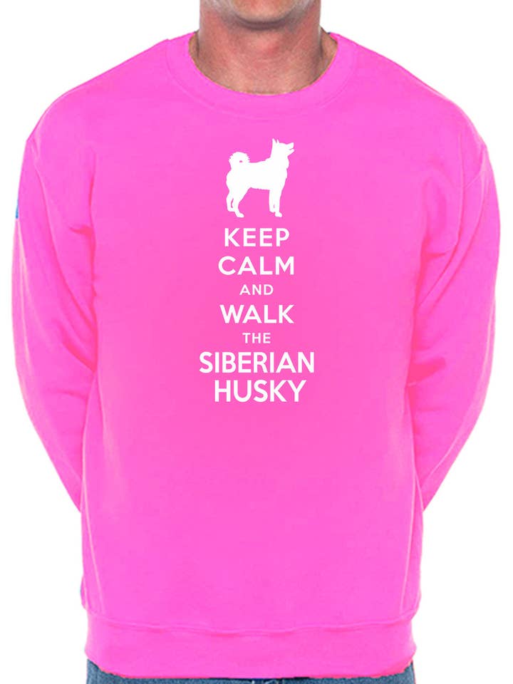 Felpa unisex per amanti dei cani Keep Calm & Walk Siberian Husky per la vendita all'ingrosso da parte di Print4U