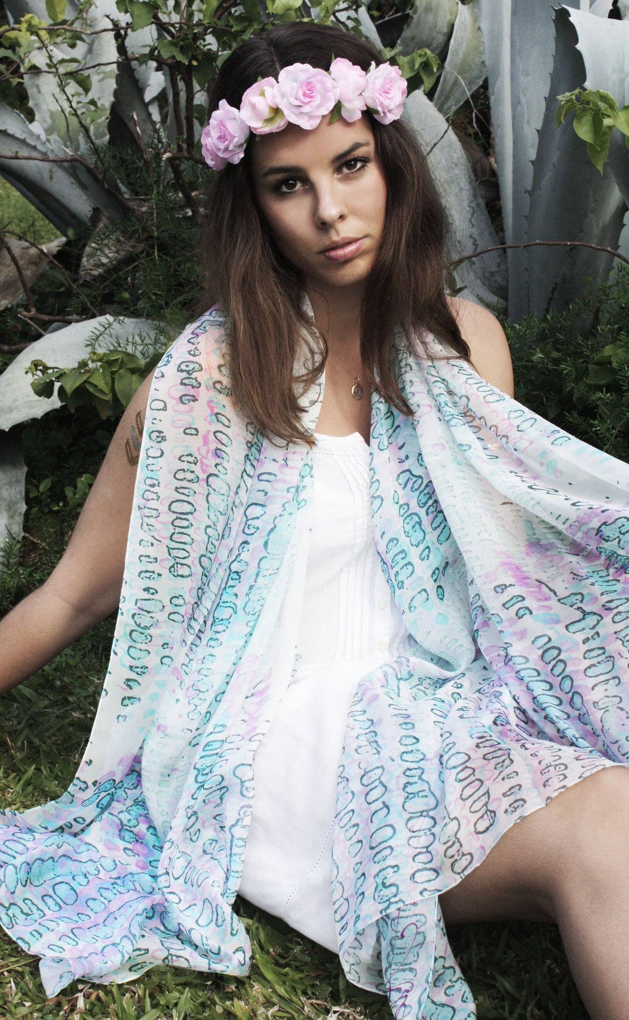 Sophia Alexia – wholesale Swim cover-up – Women’s – AQUA PINK SNAKE SILK SARONG0