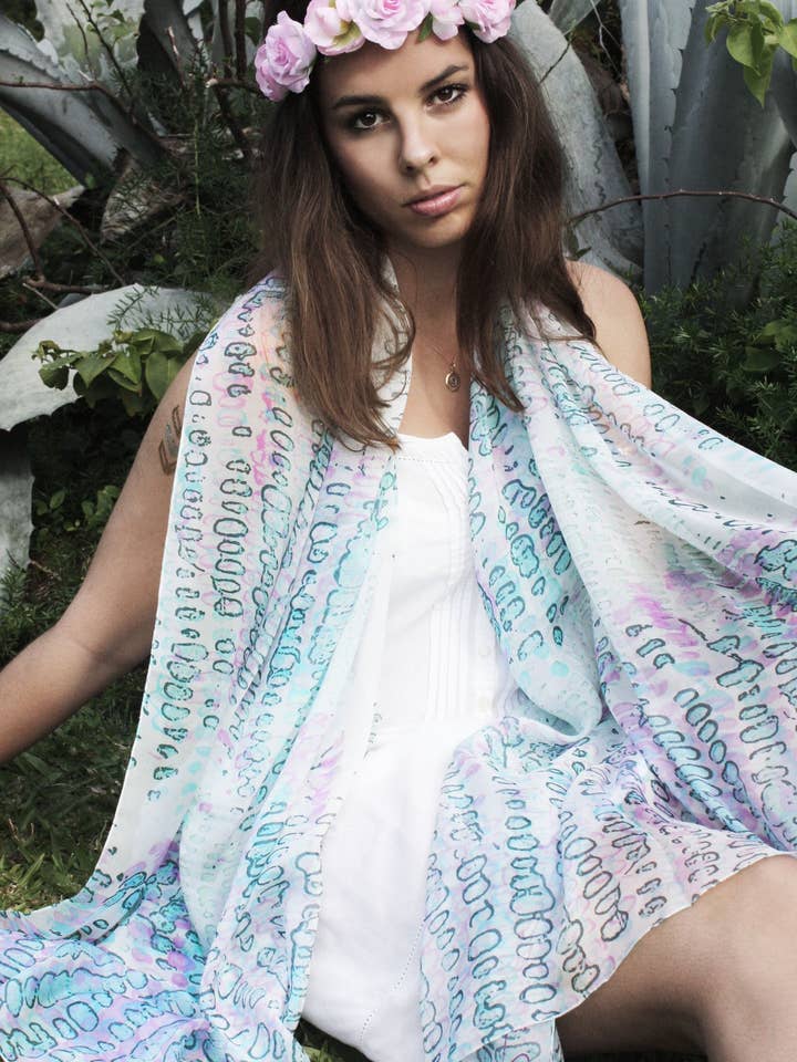 Sophia Alexia – wholesale Swim cover-up – Women’s – AQUA PINK SNAKE SILK SARONG