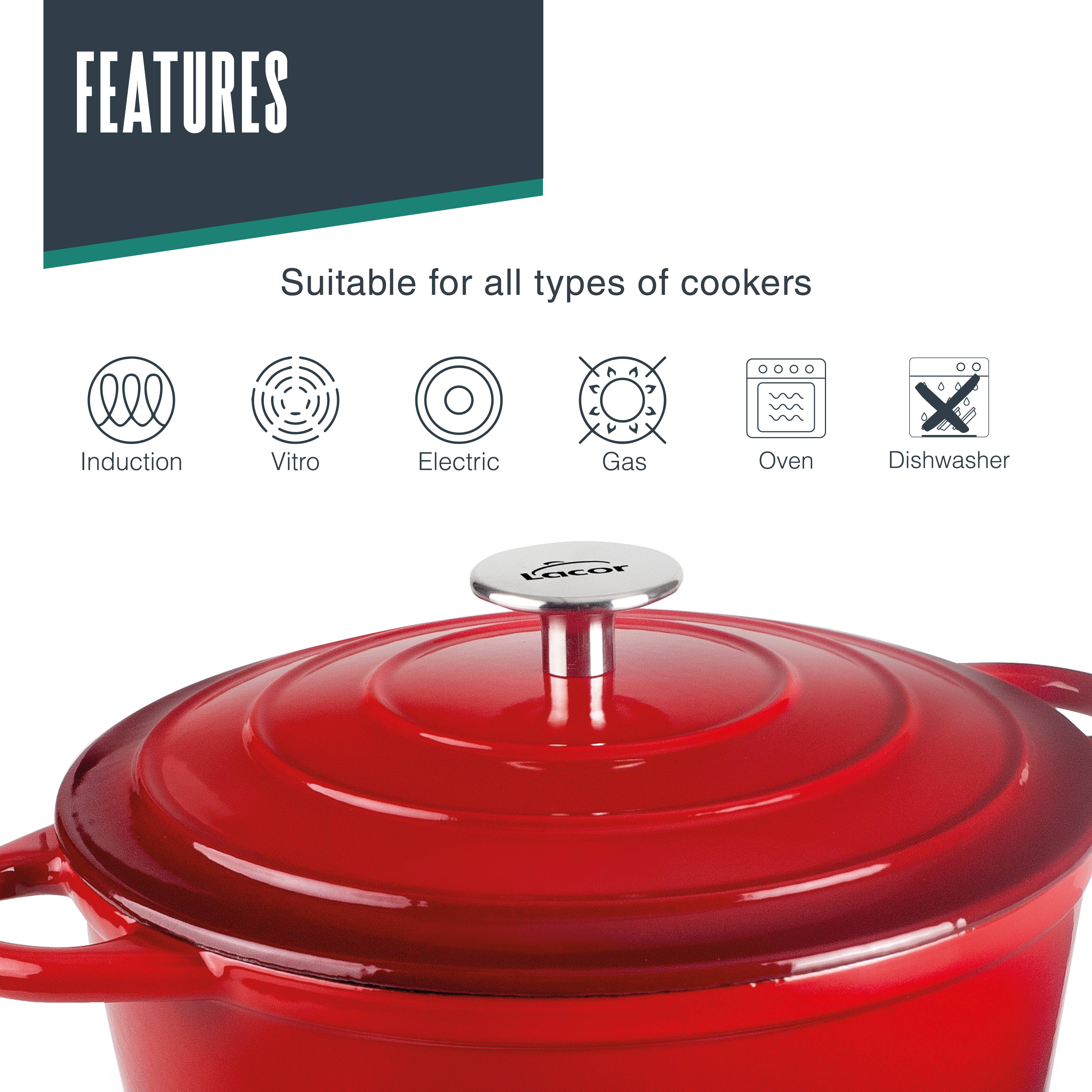LACOR MENAJE PROFESIONAL S.L. - Wholesale Cooking Pot - CAST IRON RED CASSEROLE5