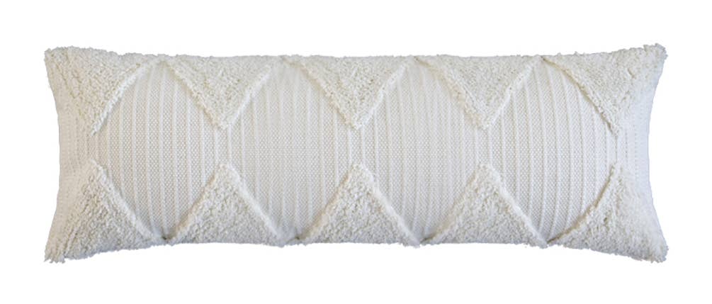 Fennco Styles - Venta al por mayor Cojín decorativo - Cojín Decorativo Geométrico con Borlas Blancas0