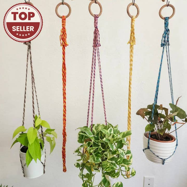 ColorPop Minimalist Macrame Plant Hangers Boho Plant Hanging for wholesale by Handmade By Uruba